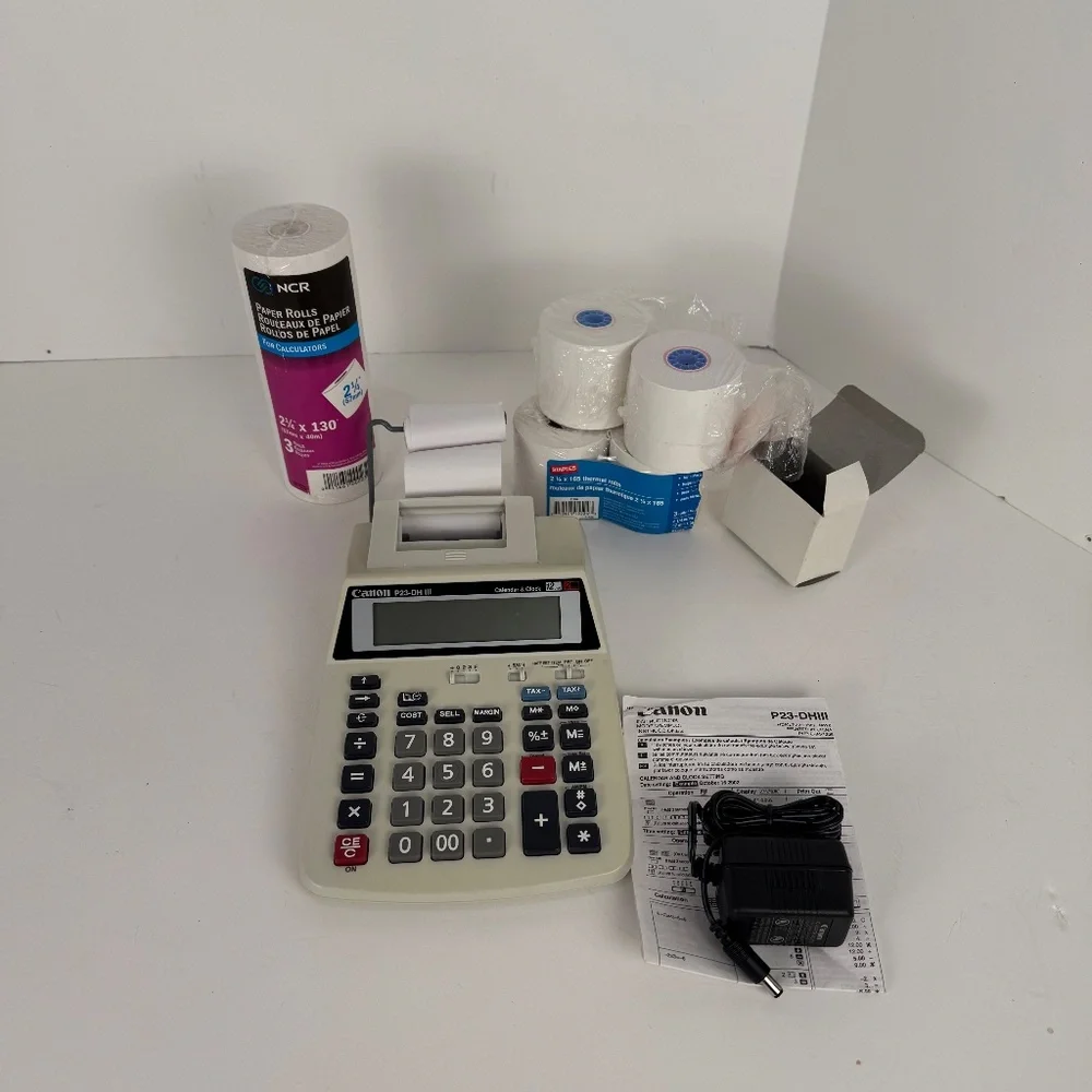 Canon P23-DHIII Printing Calculator/adding Machine and Refill paper